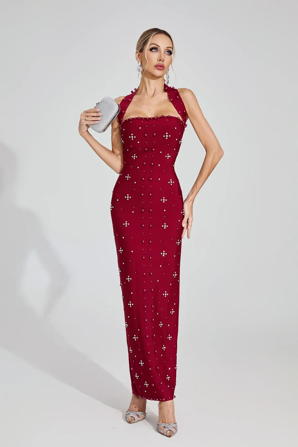 Rielle Kırmızı Halter Maxi Elbise