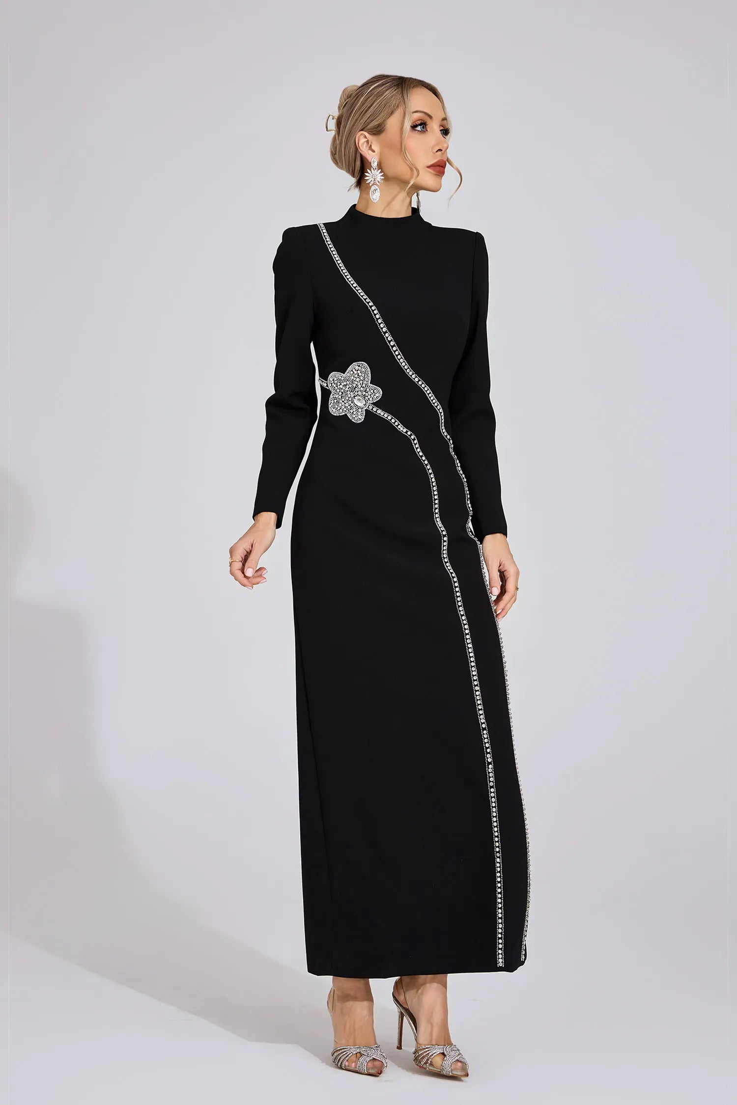 Noctira Siyah Elmas Maxi Elbise
