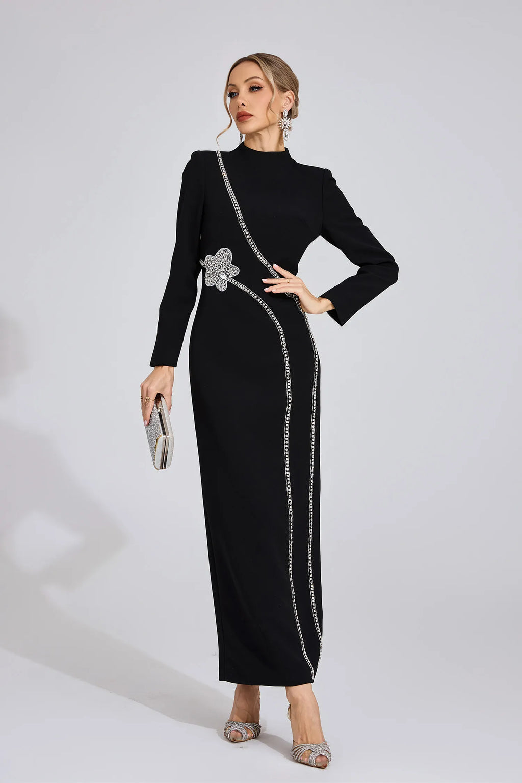 Noctira Siyah Elmas Maxi Elbise