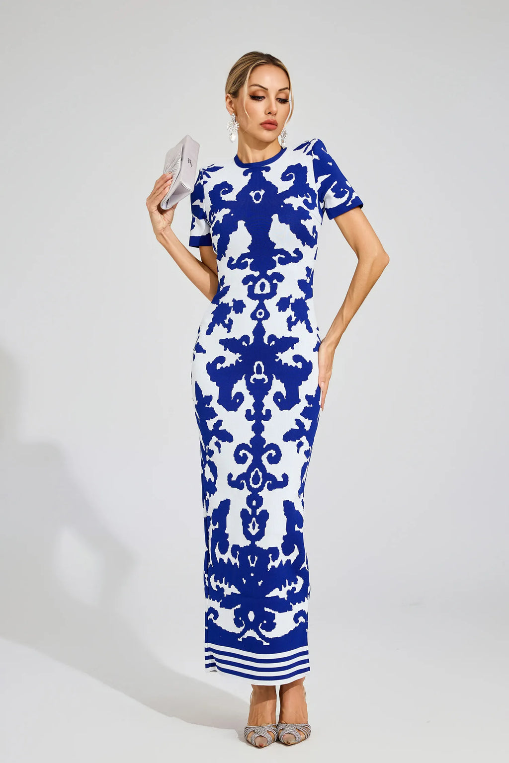 Marilyn Mavi Bandaj Maxi Elbise