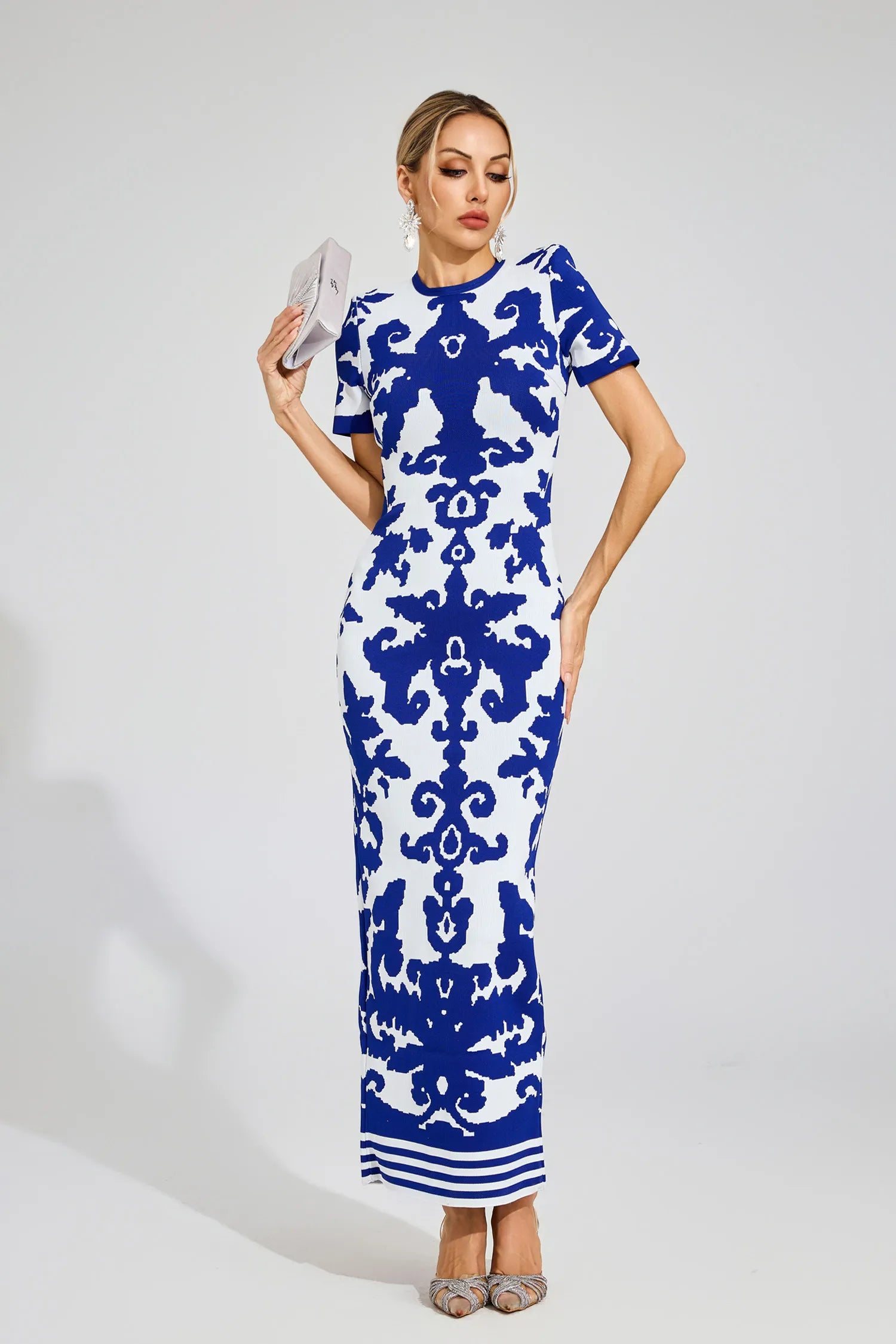 Marilyn Mavi Bandaj Maxi Elbise