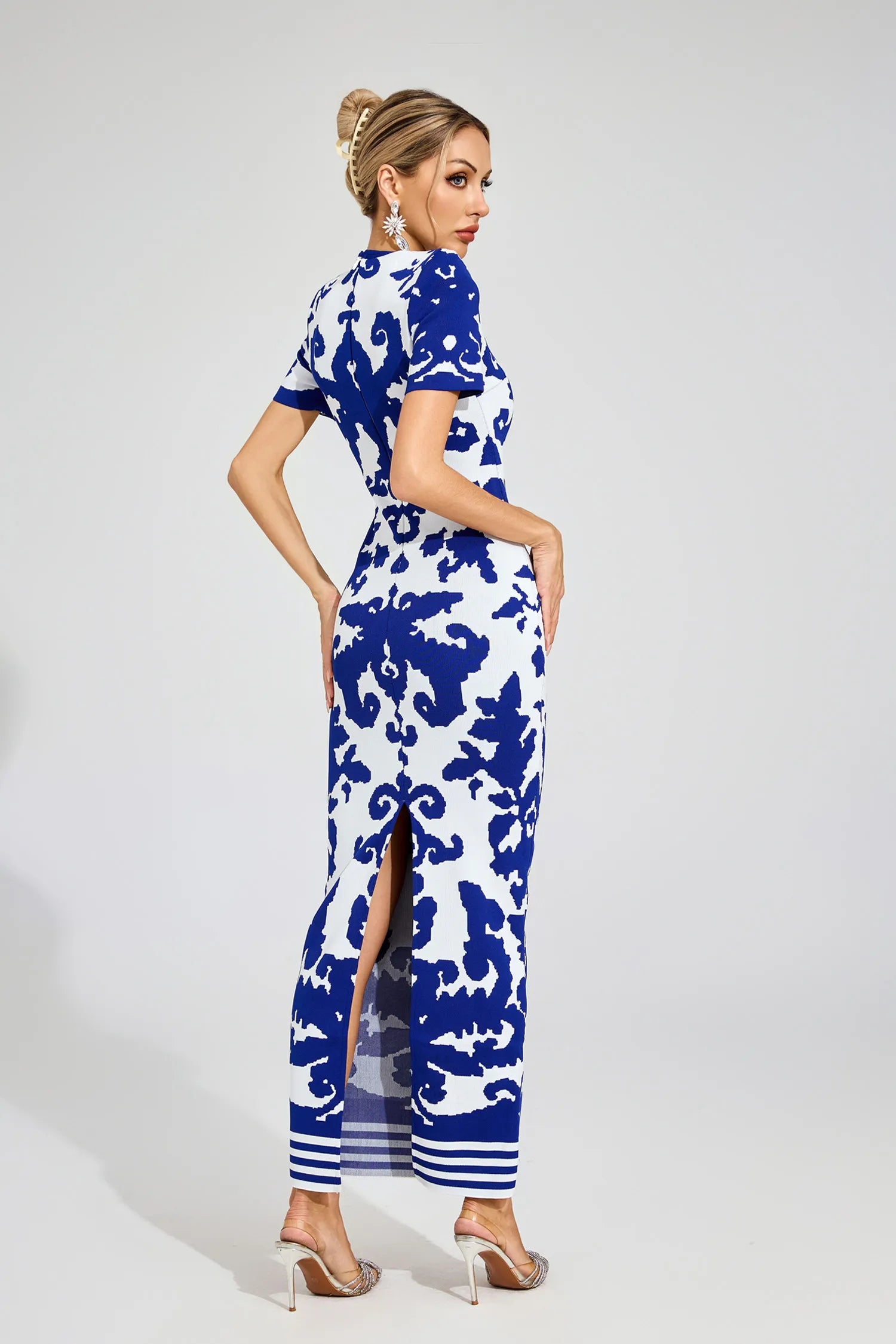 Marilyn Mavi Bandaj Maxi Elbise