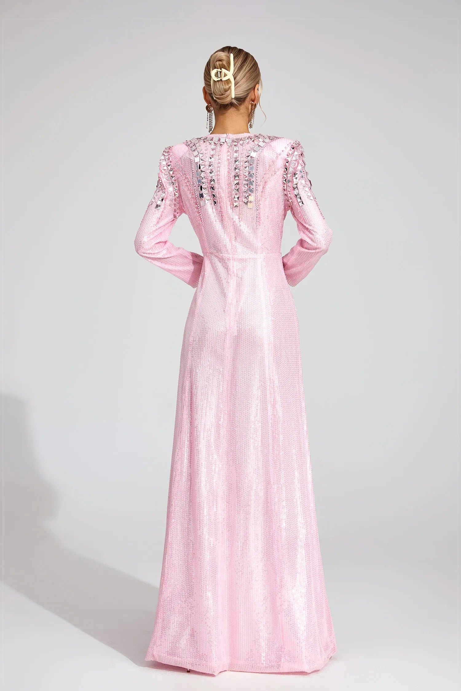 Pauline Pembe Payetli Maxi Elbise