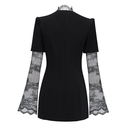 Florbela Dantel Panel Blazer ve Pantolon Takım Siyah