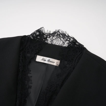 Florbela Dantel Panel Blazer ve Pantolon Takım Siyah