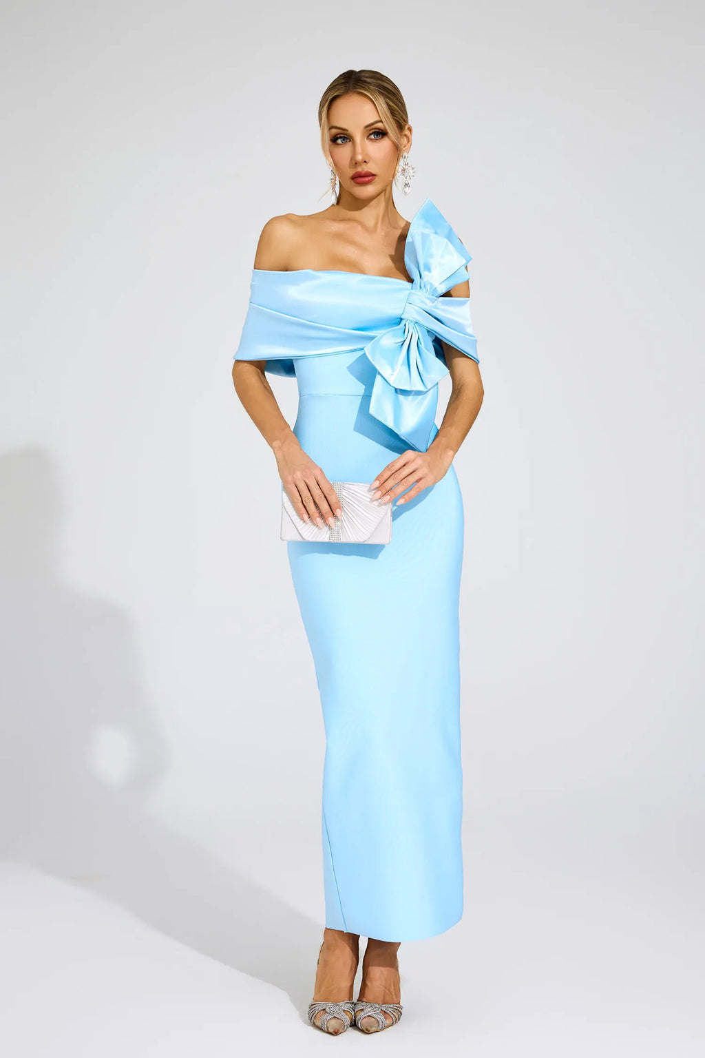 Giverny Mavi Papyon Bandaj Maxi Elbise