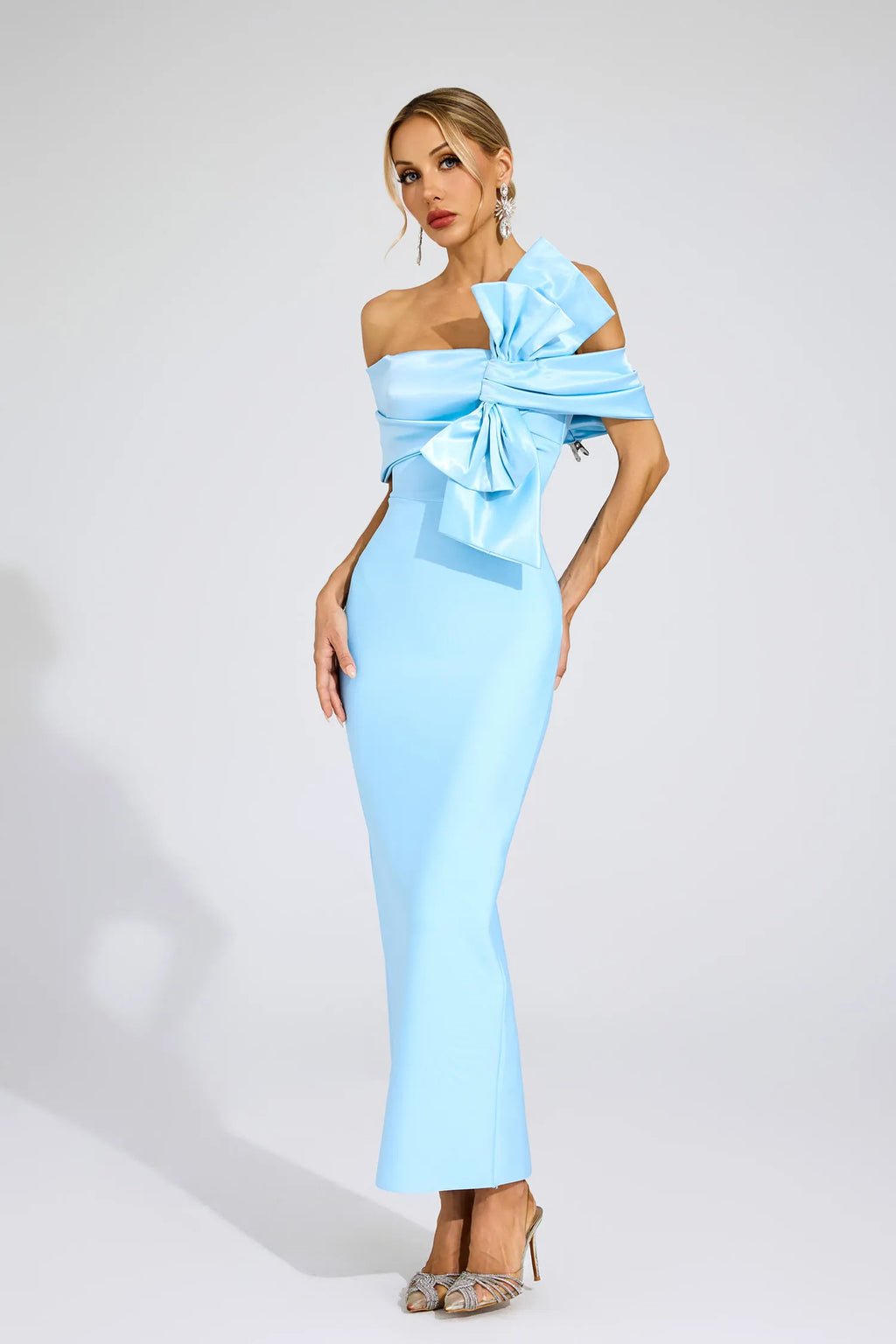 Giverny Mavi Papyon Bandaj Maxi Elbise