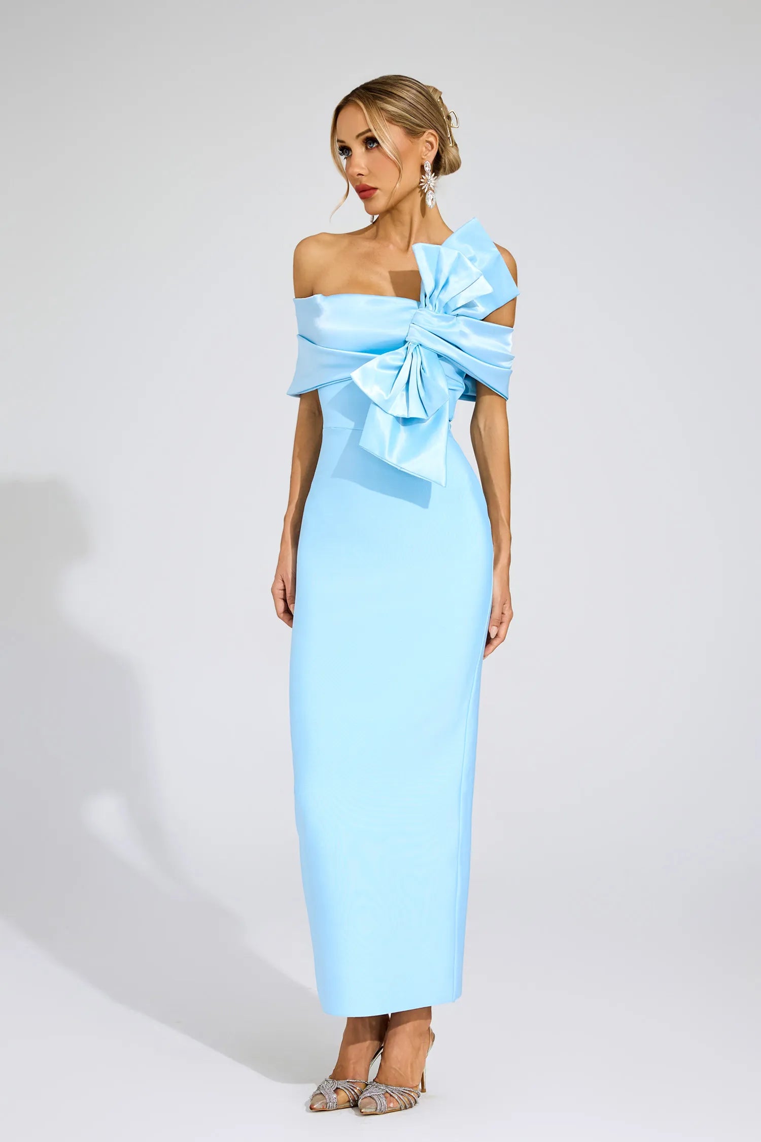Giverny Mavi Papyon Bandaj Maxi Elbise