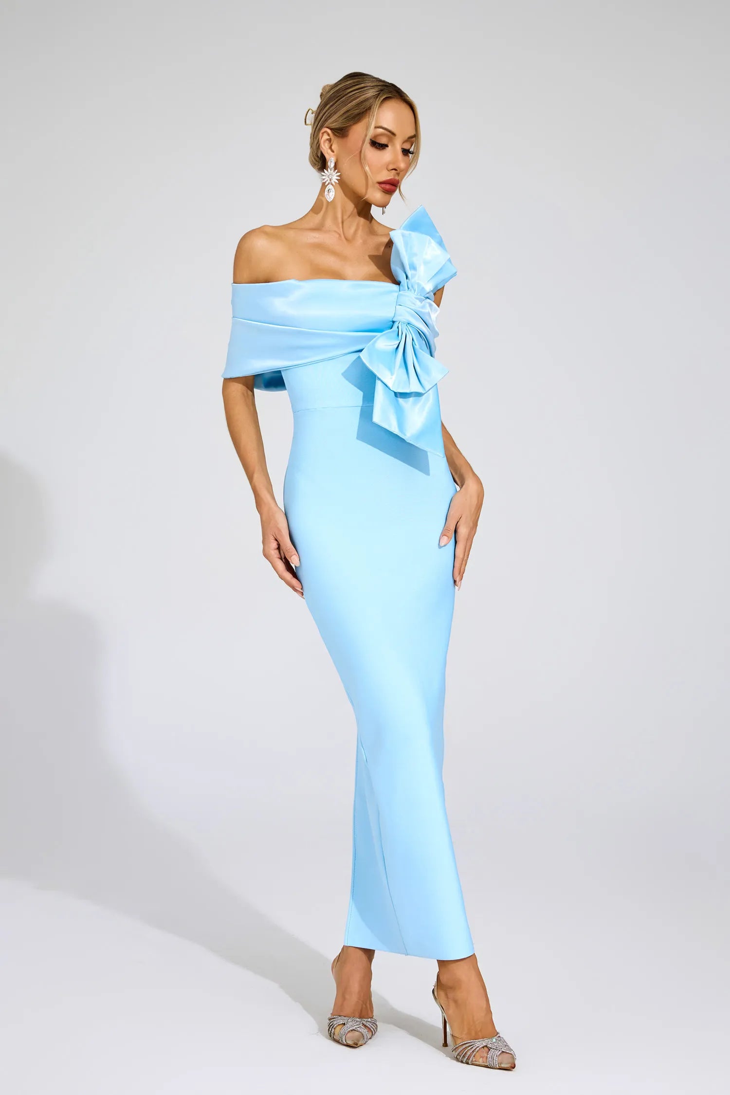 Giverny Mavi Papyon Bandaj Maxi Elbise