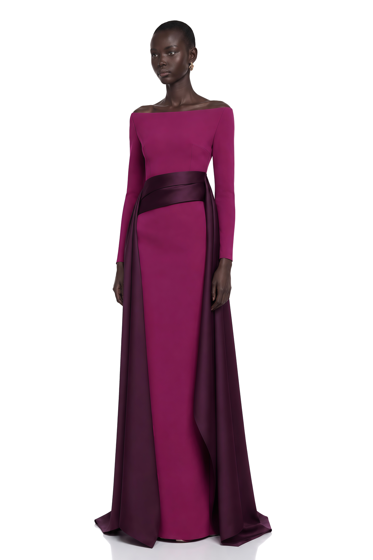 Ginevra Drape Detaylı Saten Panelli Maksi Elbise