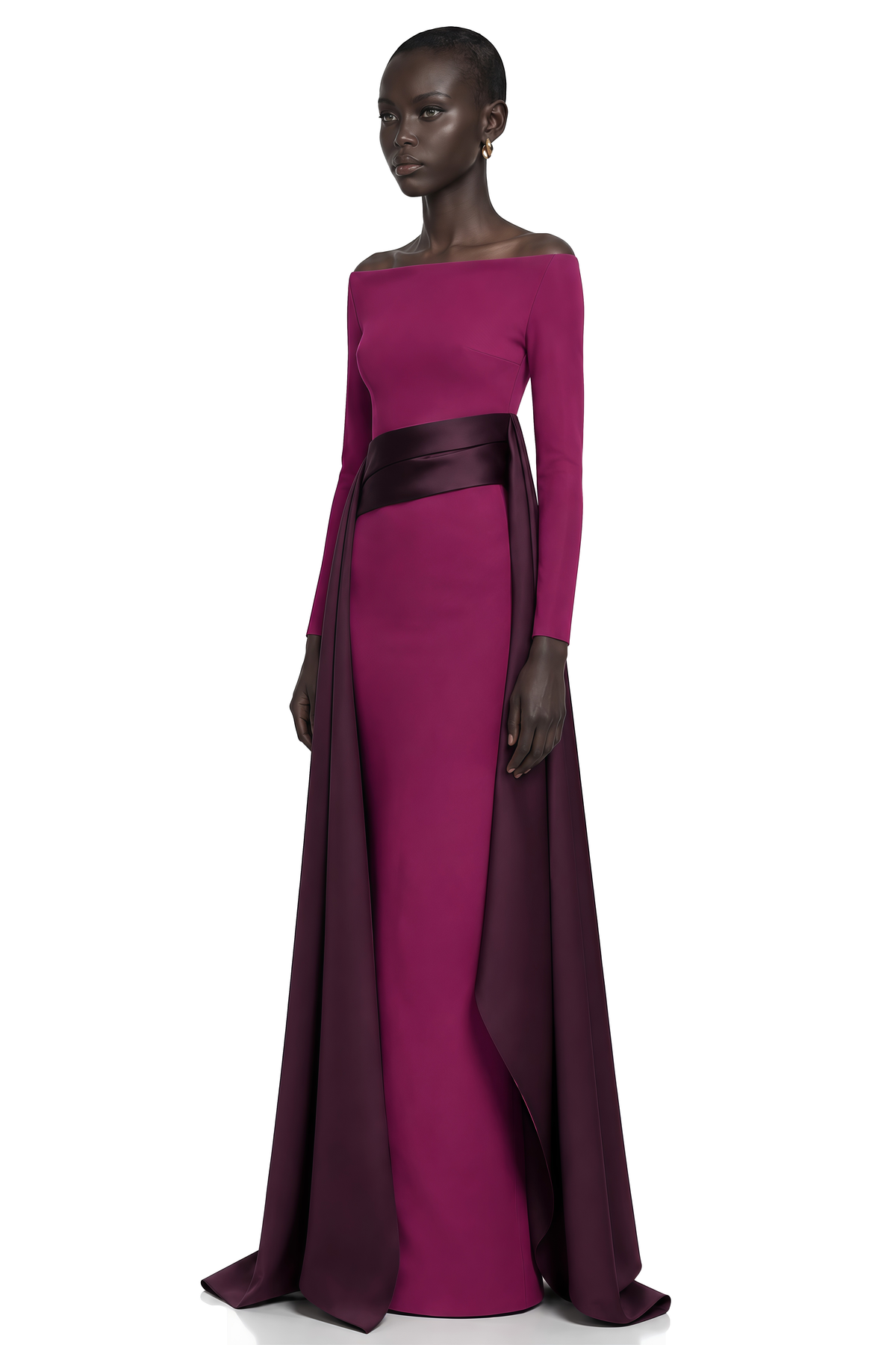 Ginevra Drape Detaylı Saten Panelli Maksi Elbise