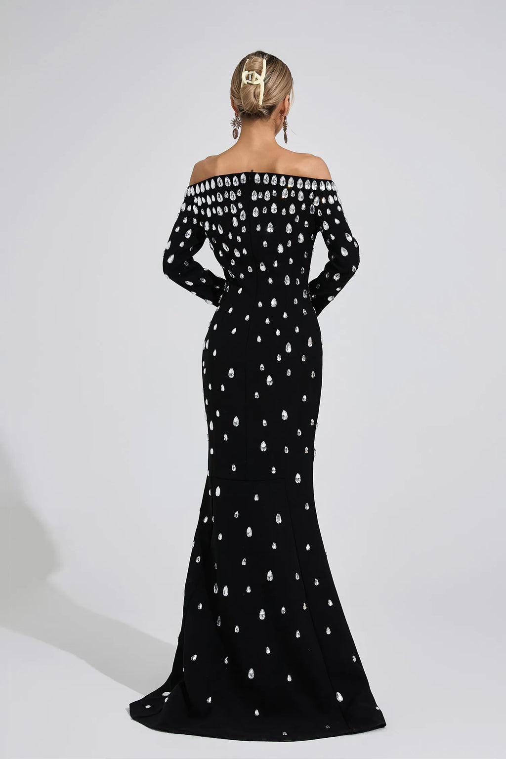 Nysera Siyah Elmas Maxi Elbise
