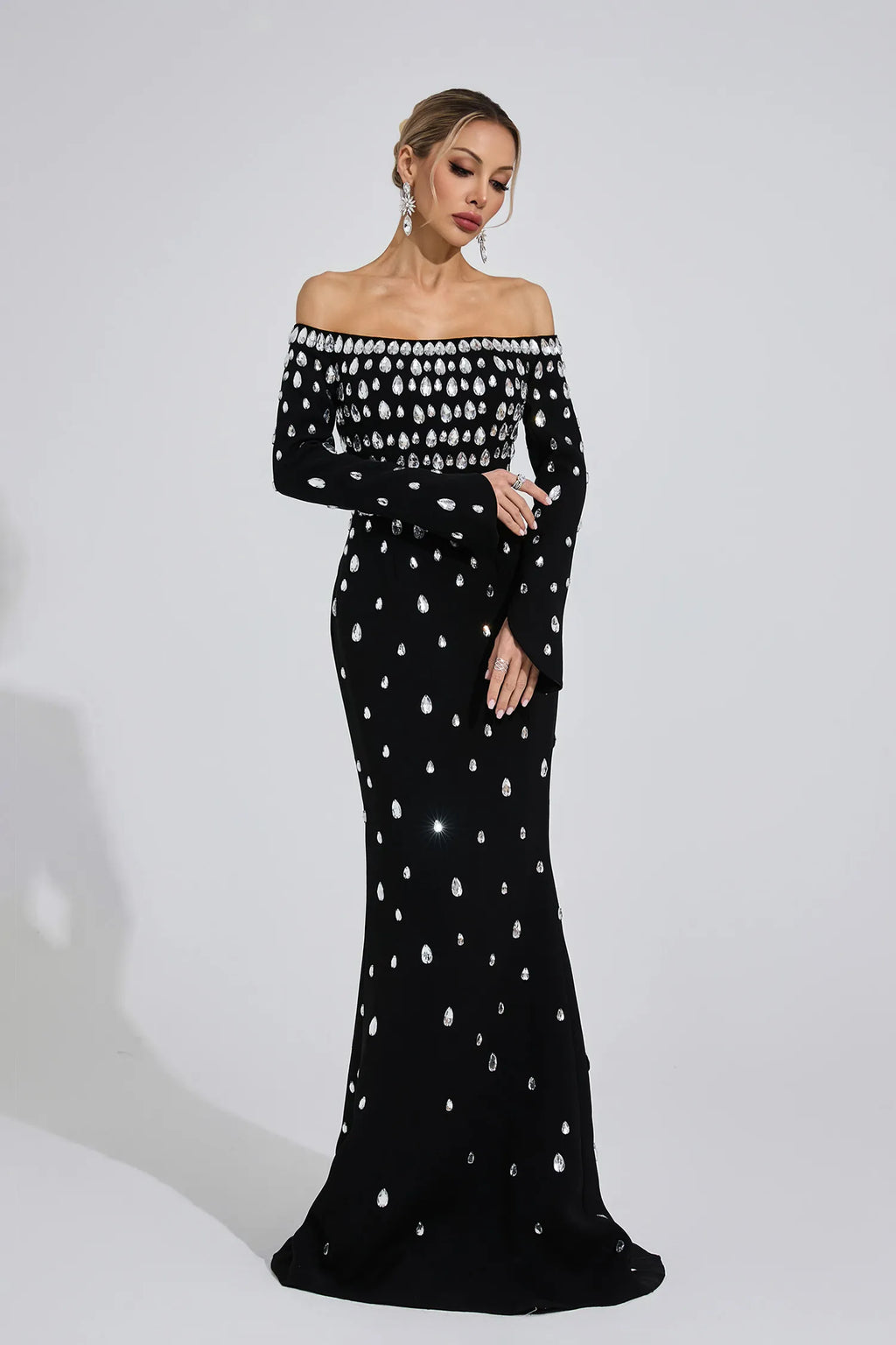 Nysera Siyah Elmas Maxi Elbise