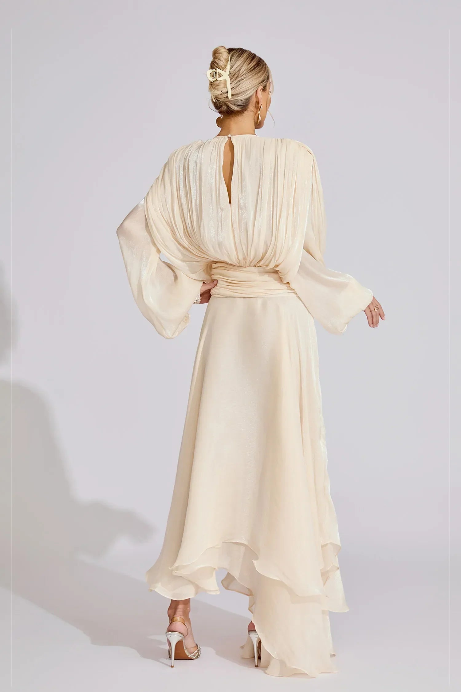 Yvette Plise Ruffle Maxi Elbise