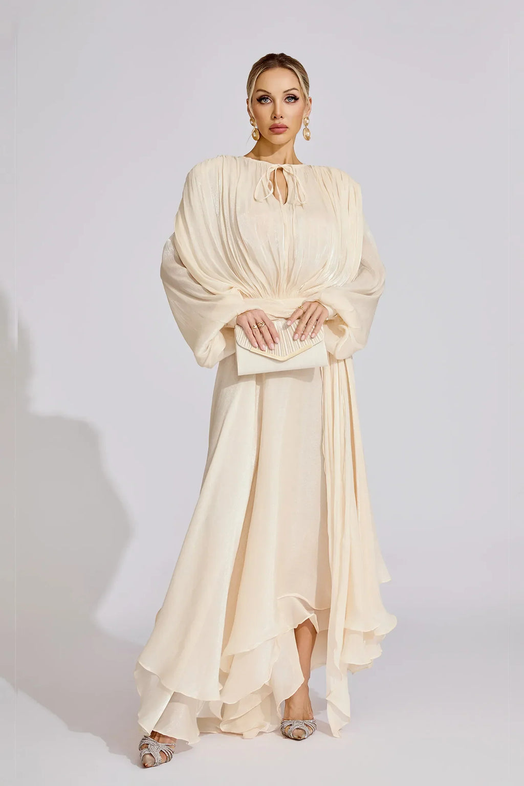 Yvette Plise Ruffle Maxi Elbise