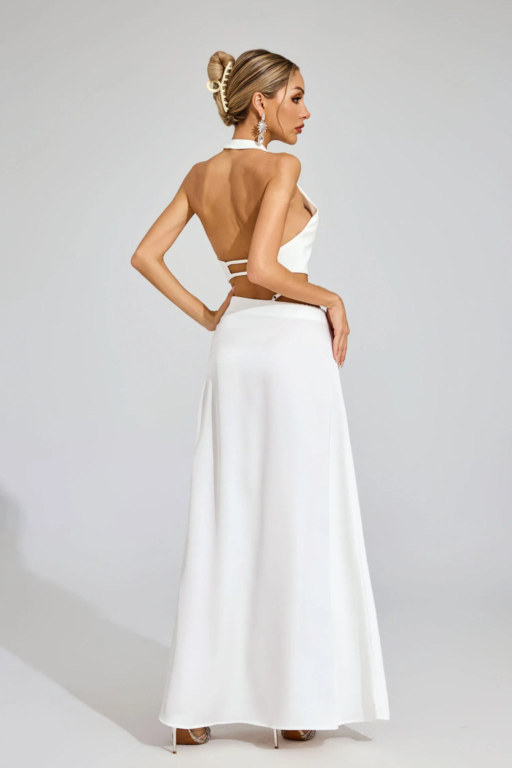 Nancy Beyaz Halter Blazer Takımı