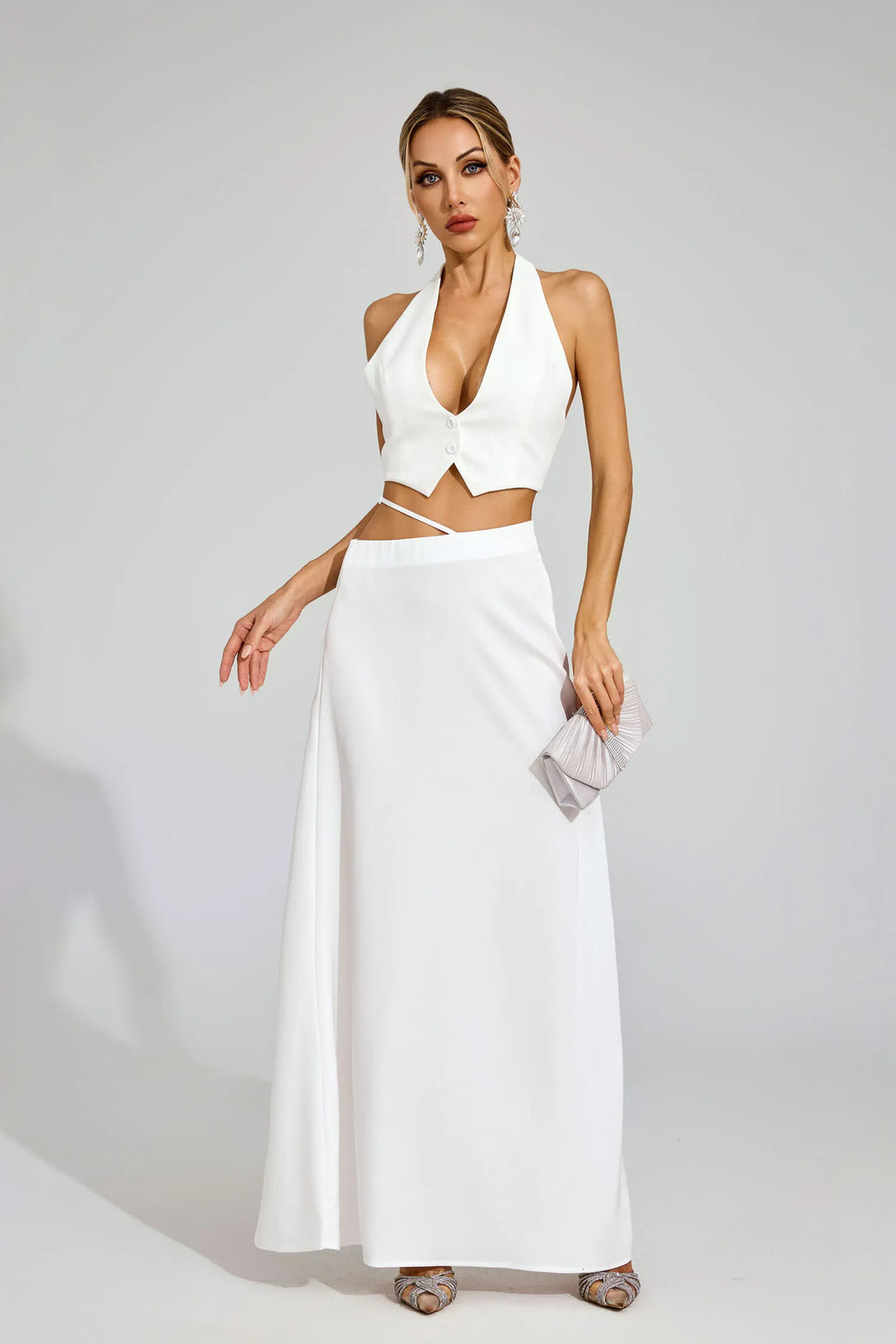 Nancy Beyaz Halter Blazer Takımı