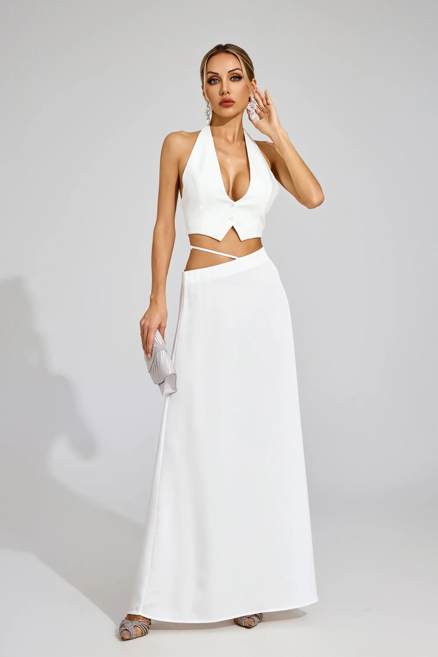 Nancy Beyaz Halter Blazer Takımı
