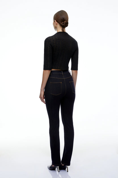 Helena Dantelli Kruvaze Crop Ceket Siyah