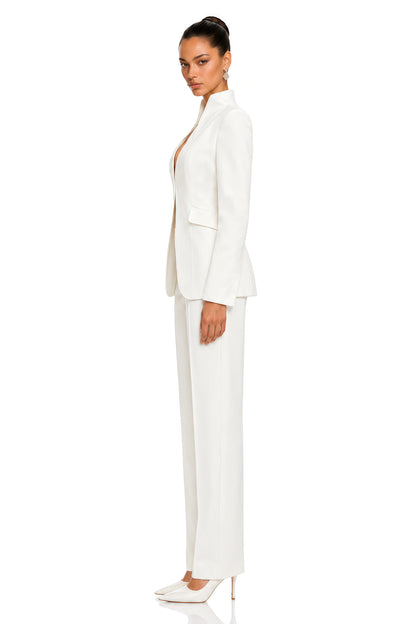 Helena Dik Yaka Yapısal Blazer Ceket Beyaz