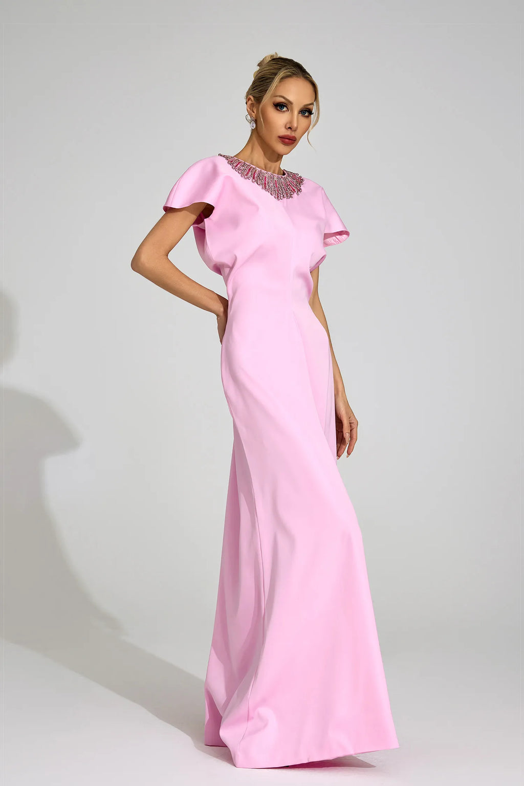 Asteria Pembe Elmas Maxi Elbise