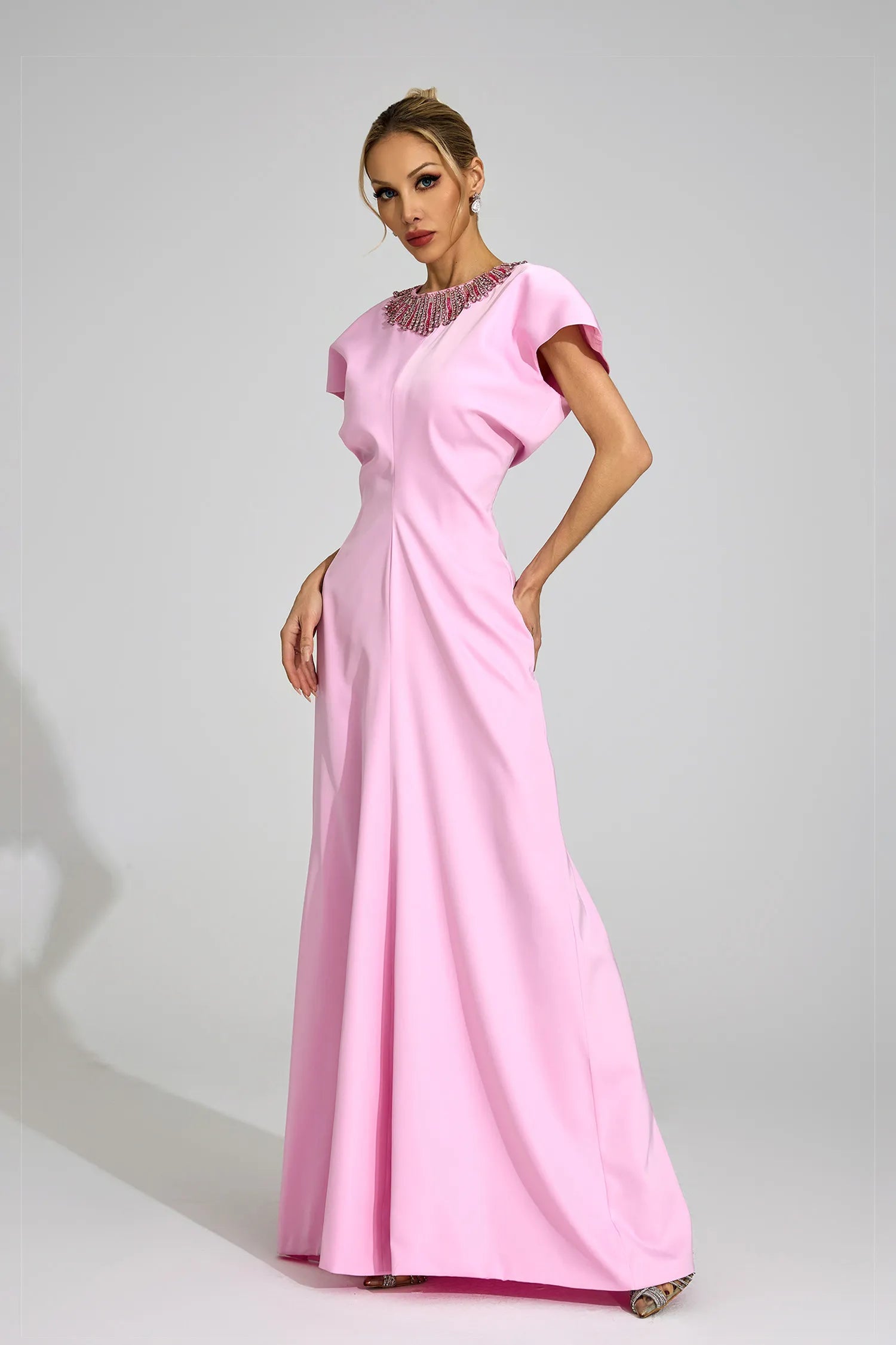 Asteria Pembe Elmas Maxi Elbise