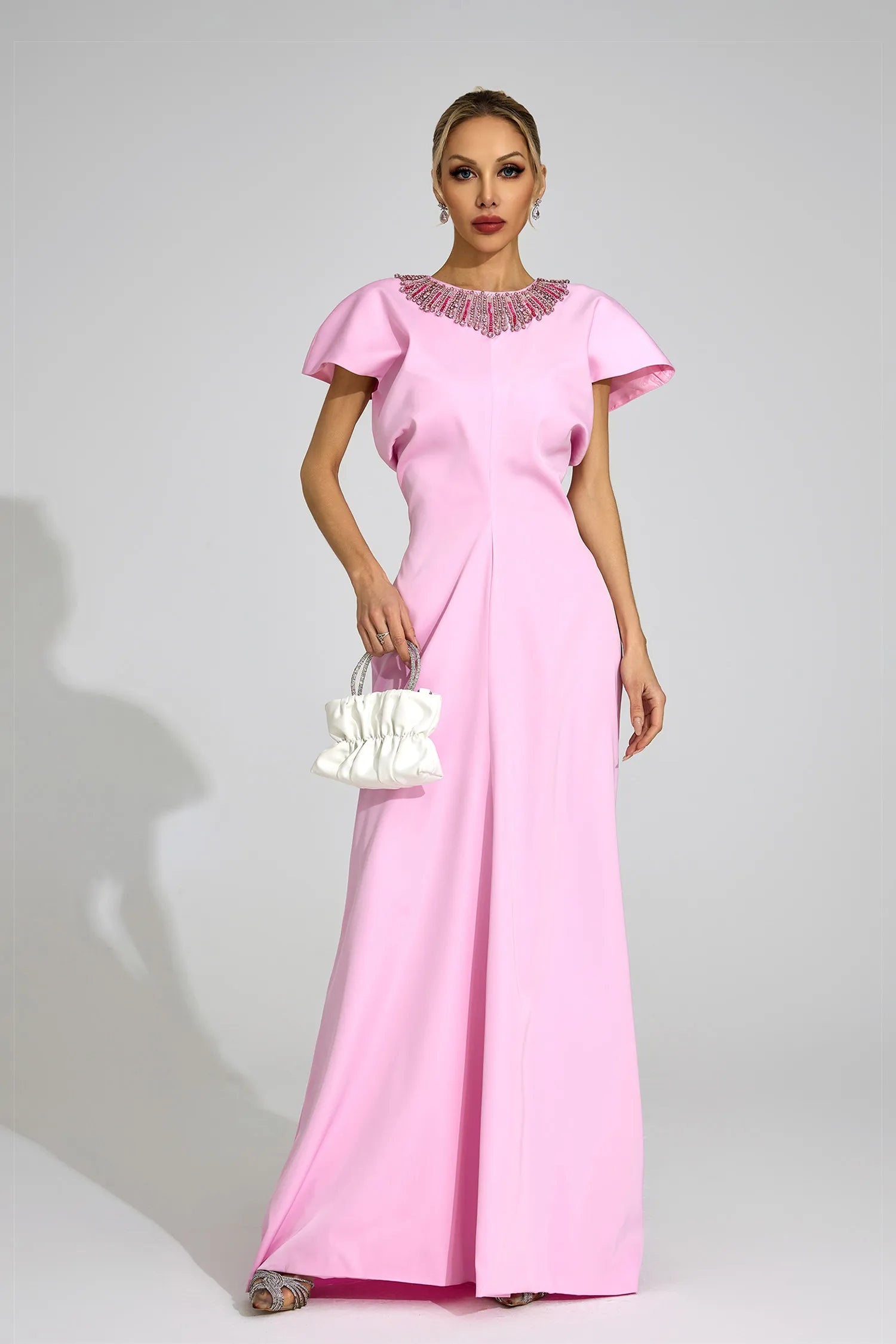 Asteria Pembe Elmas Maxi Elbise
