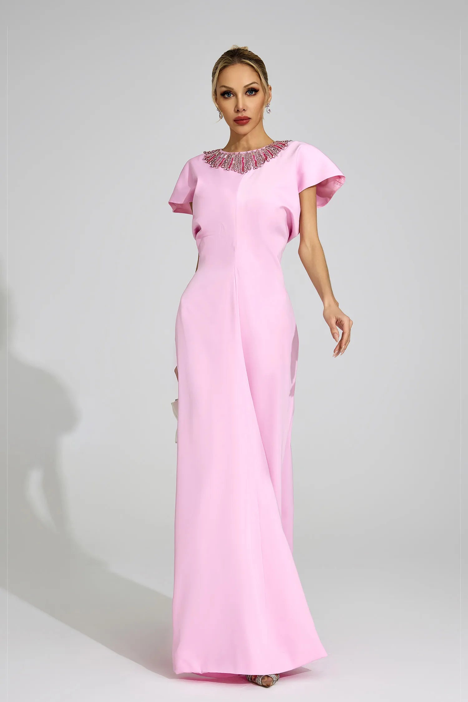 Asteria Pembe Elmas Maxi Elbise