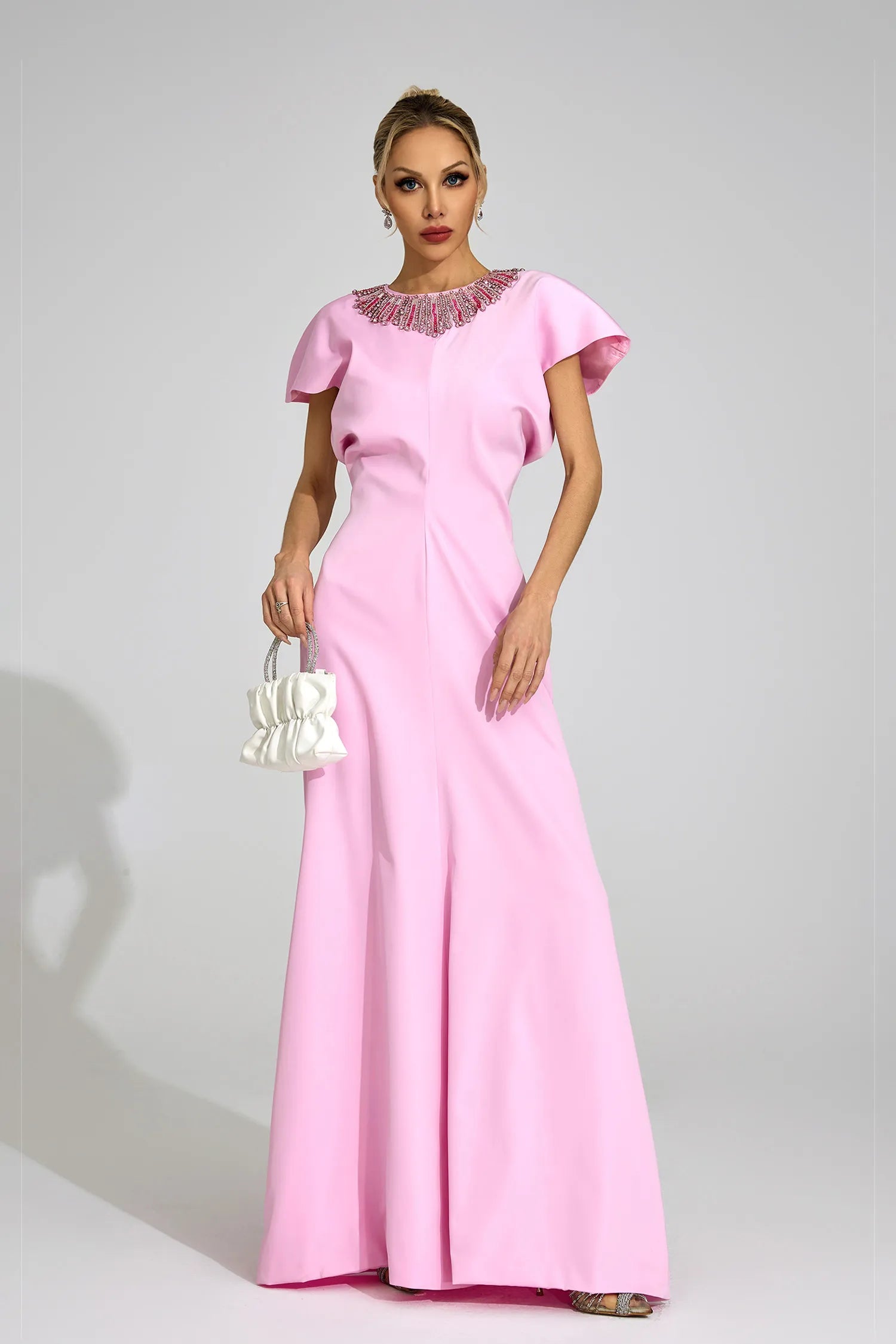 Asteria Pembe Elmas Maxi Elbise