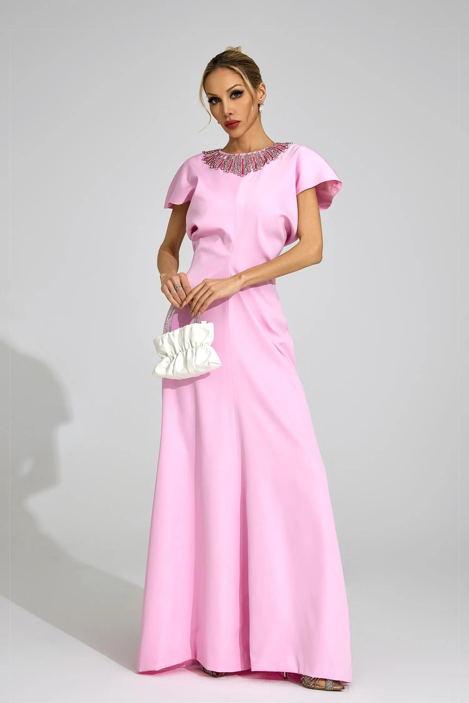 Asteria Pembe Elmas Maxi Elbise