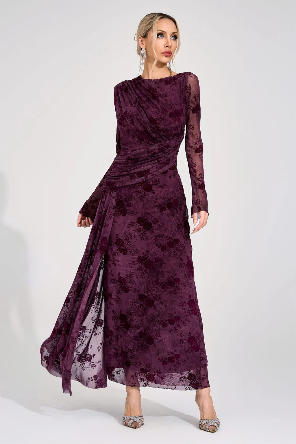 Henrietta Mor Baskılı Maxi Elbise