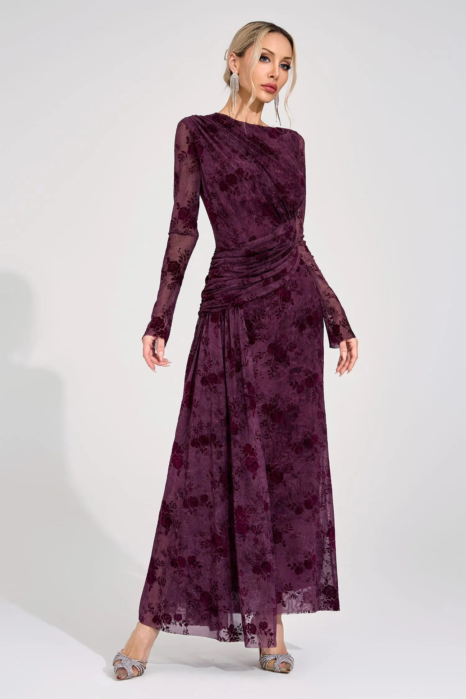 Henrietta Mor Baskılı Maxi Elbise