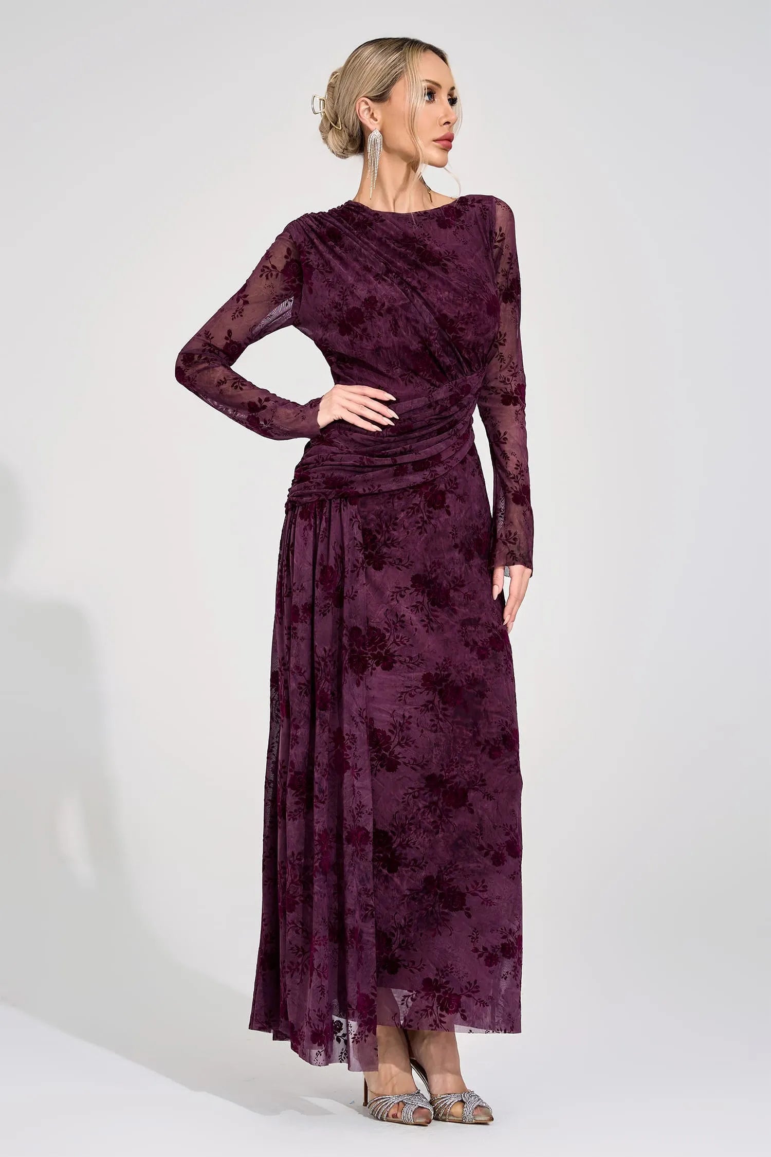 Henrietta Mor Baskılı Maxi Elbise