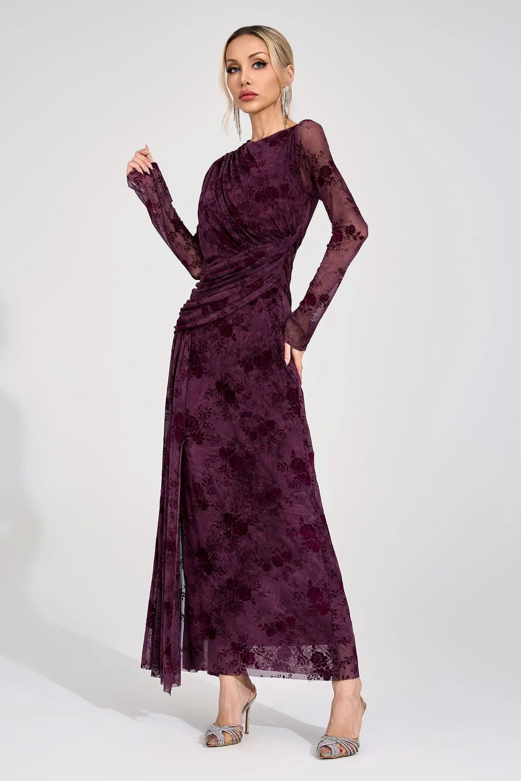 Henrietta Mor Baskılı Maxi Elbise