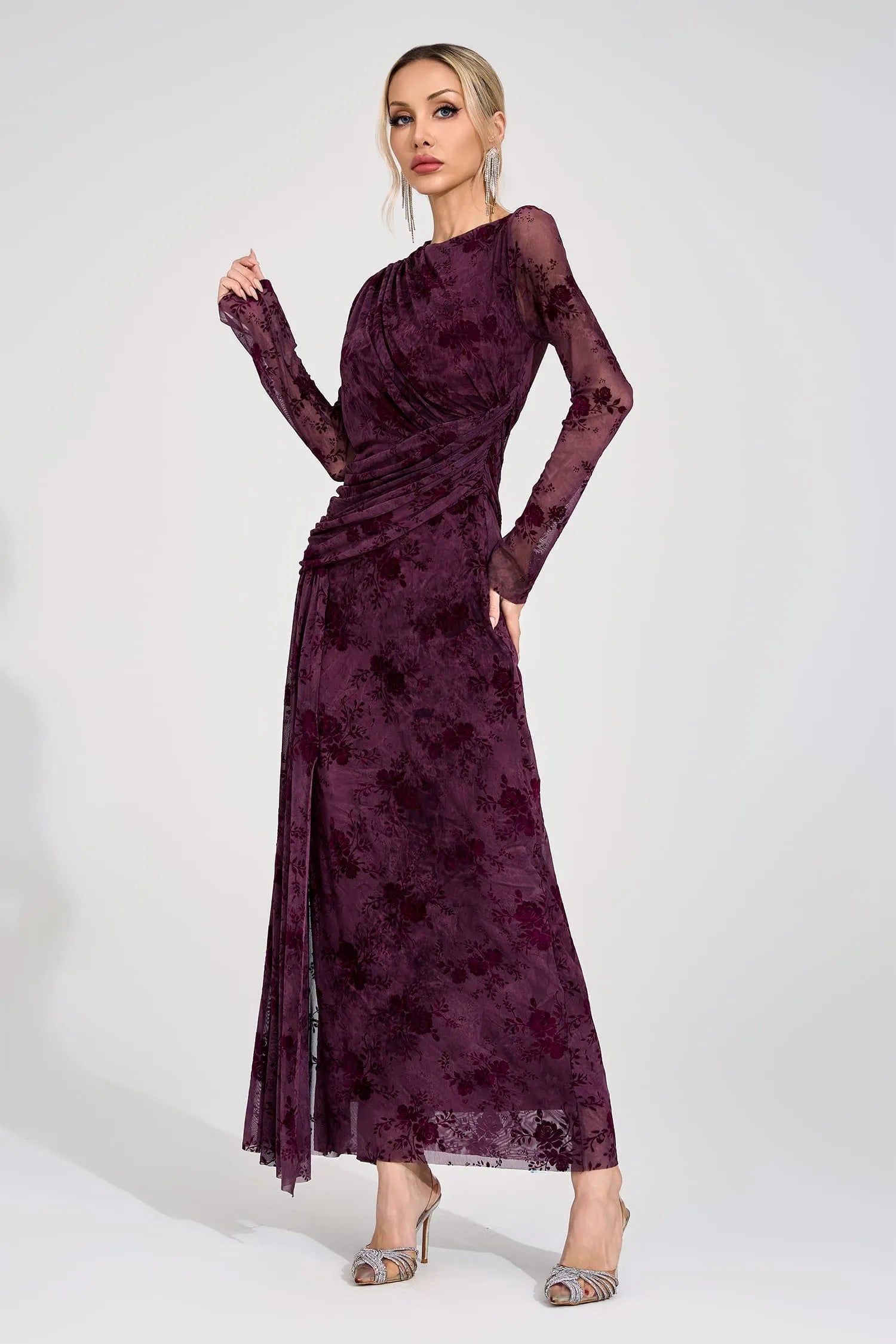 Henrietta Mor Baskılı Maxi Elbise