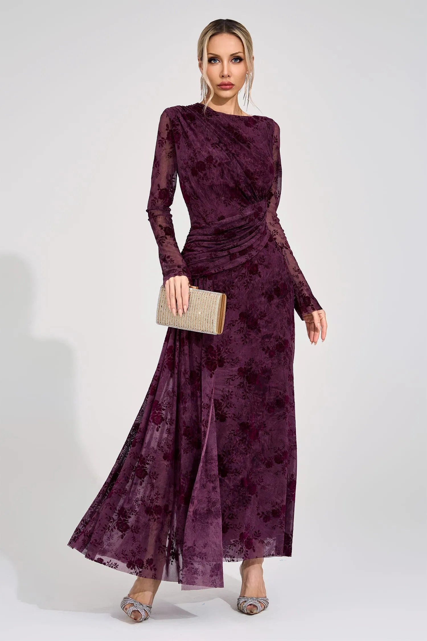 Henrietta Mor Baskılı Maxi Elbise