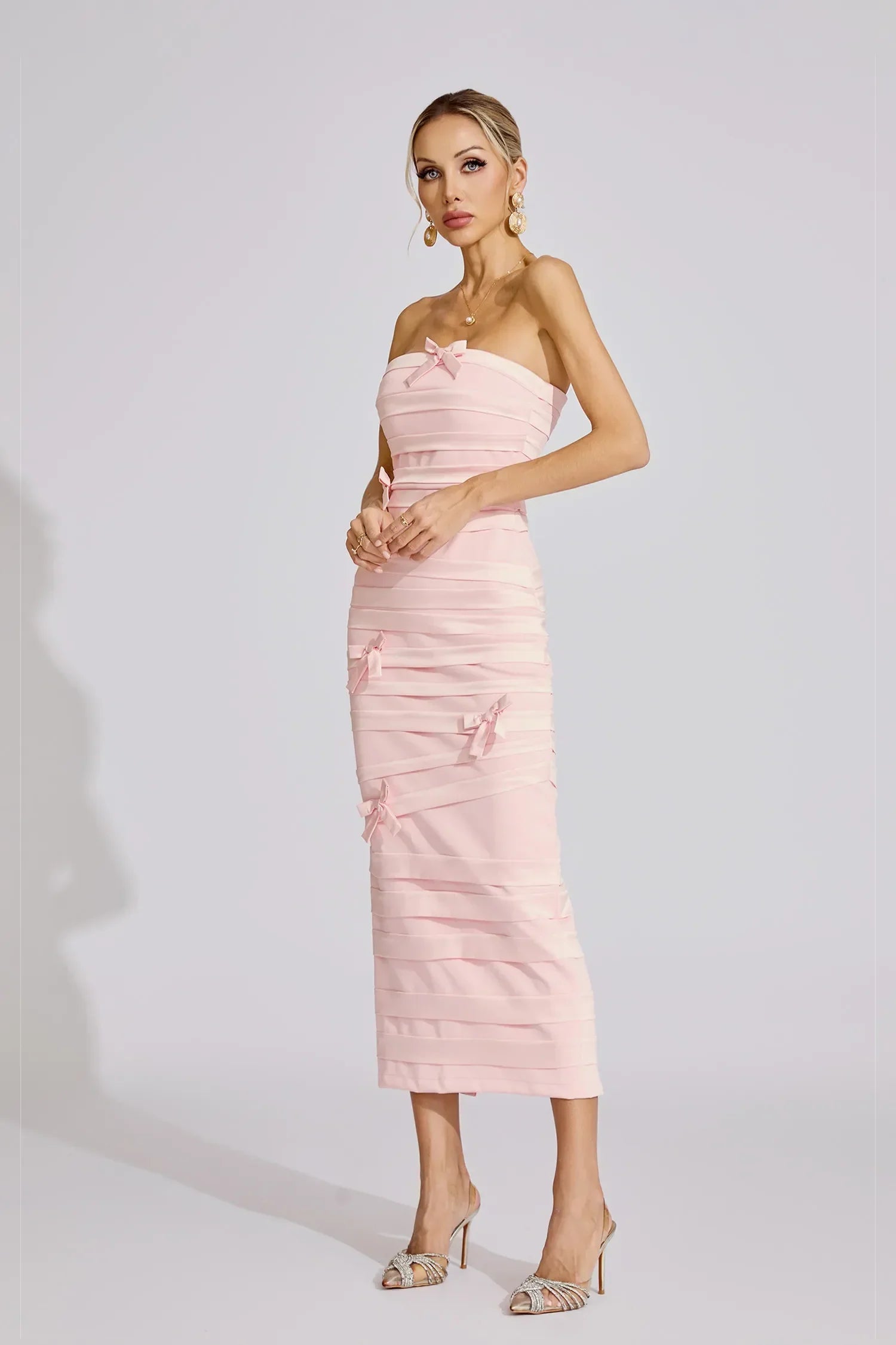 Zella Pembe Fiyonk Maxi Elbise