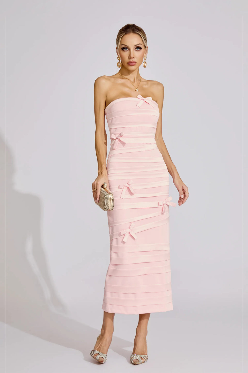 Zella Pembe Fiyonk Maxi Elbise