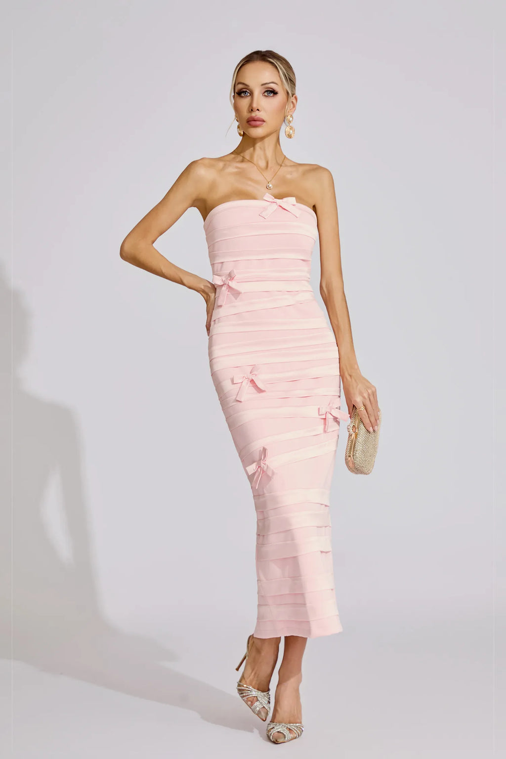 Zella Pembe Fiyonk Maxi Elbise