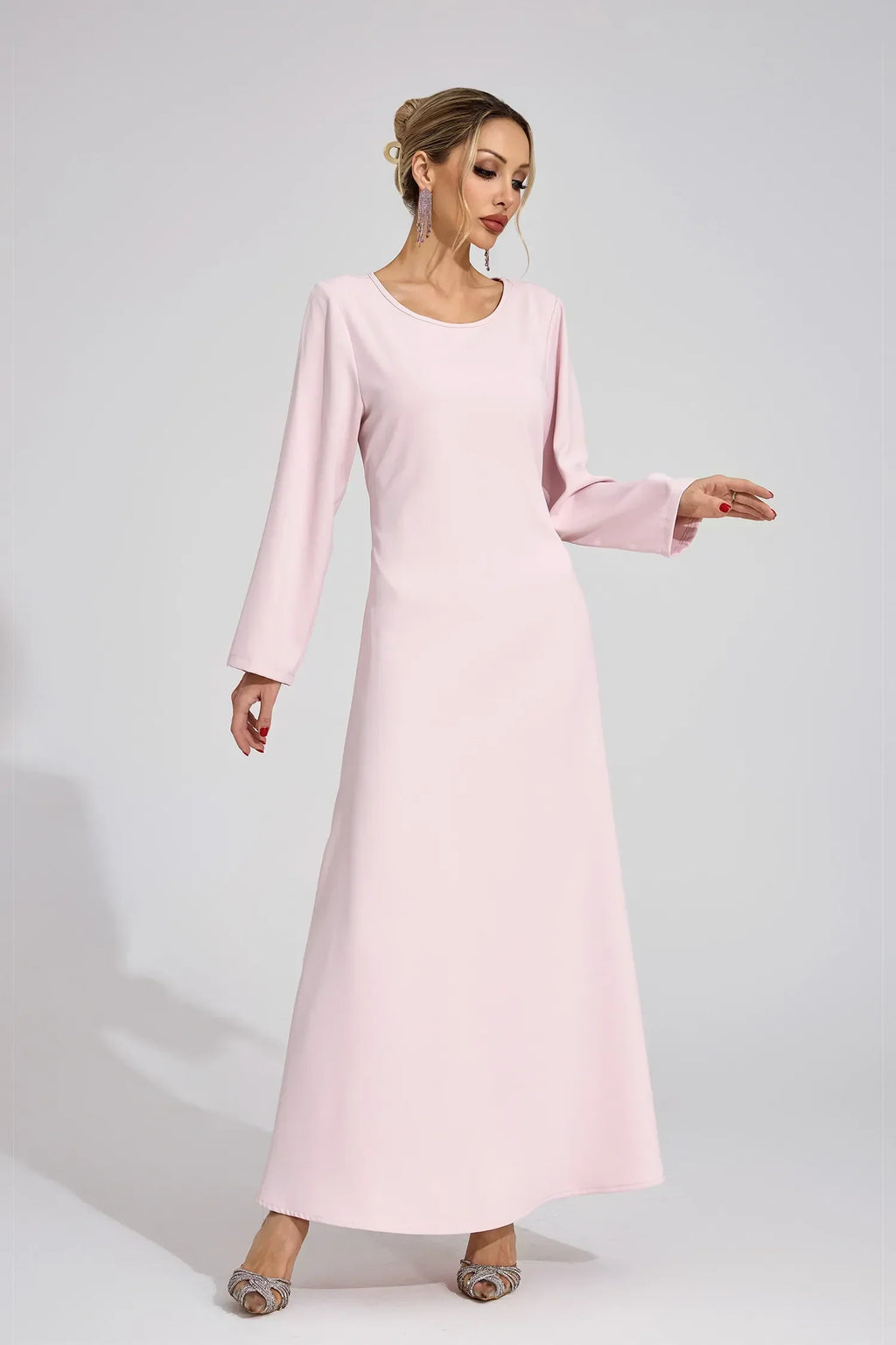 Aziel Pembe Elmas Maxi Elbise