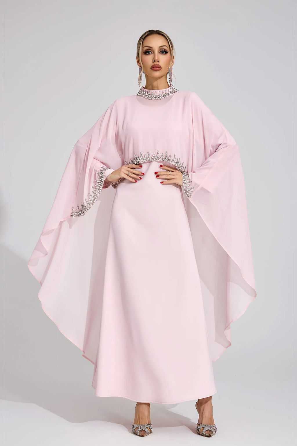 Aziel Pembe Elmas Maxi Elbise
