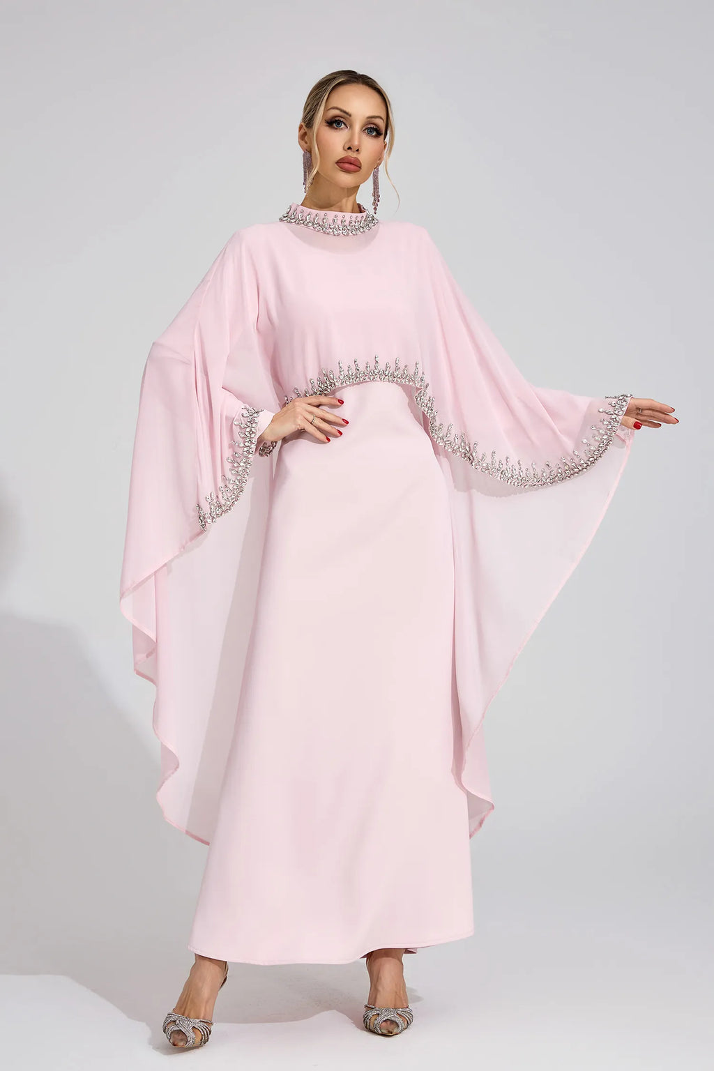 Aziel Pembe Elmas Maxi Elbise