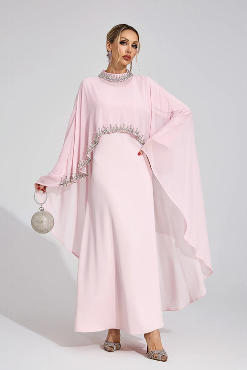 Aziel Pembe Elmas Maxi Elbise