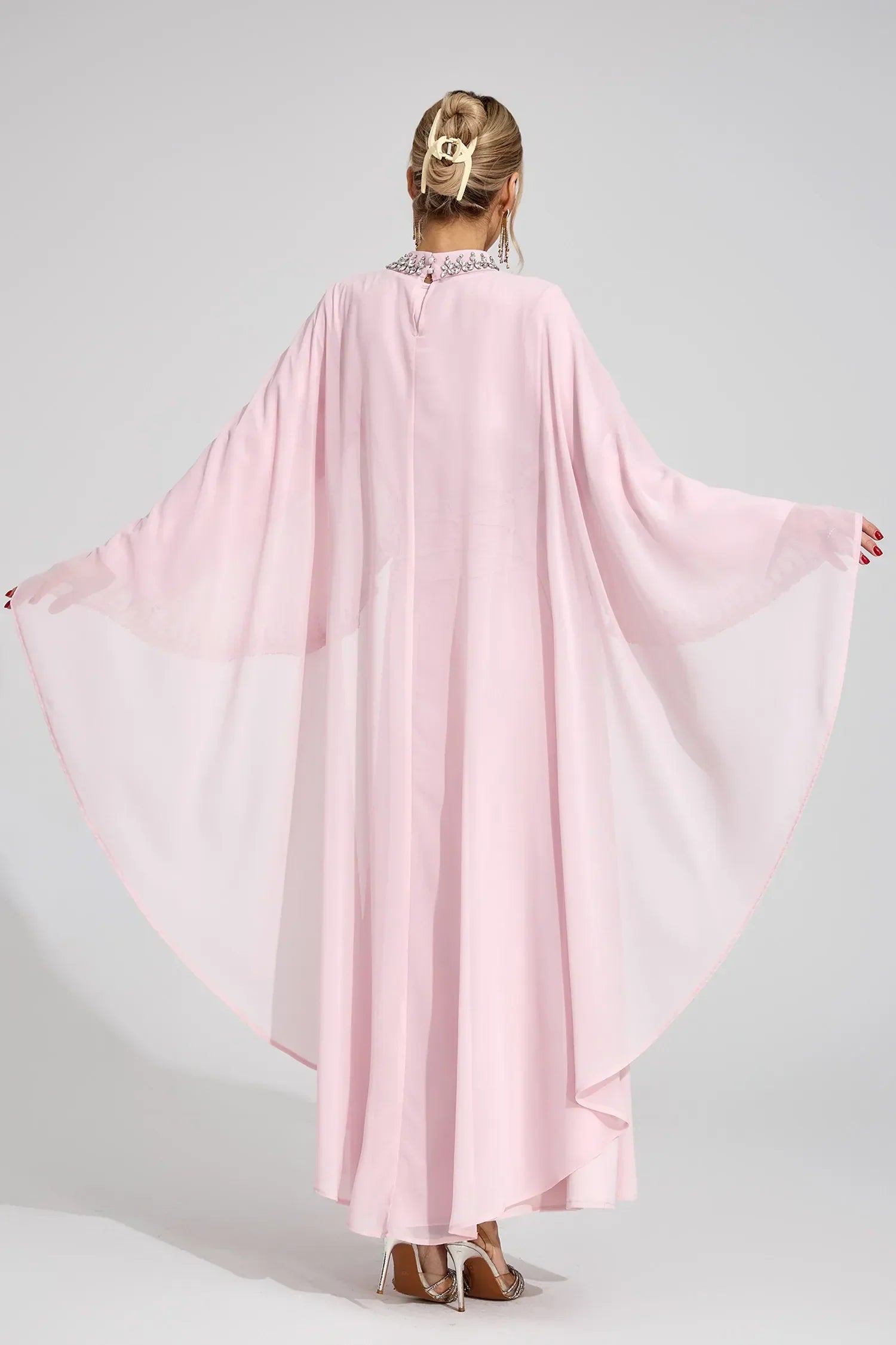 Aziel Pembe Elmas Maxi Elbise
