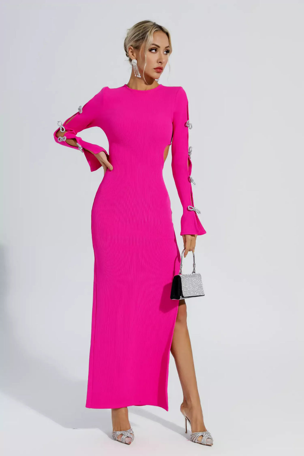 Jenna Pembe Kesik Bandaj Maxi Elbise