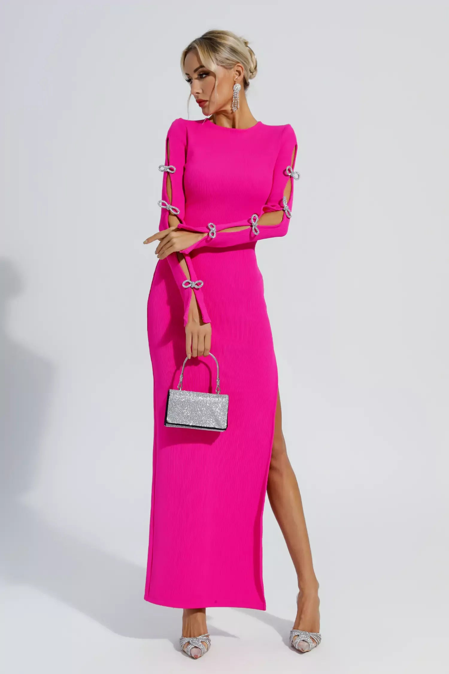 Jenna Pembe Kesik Bandaj Maxi Elbise