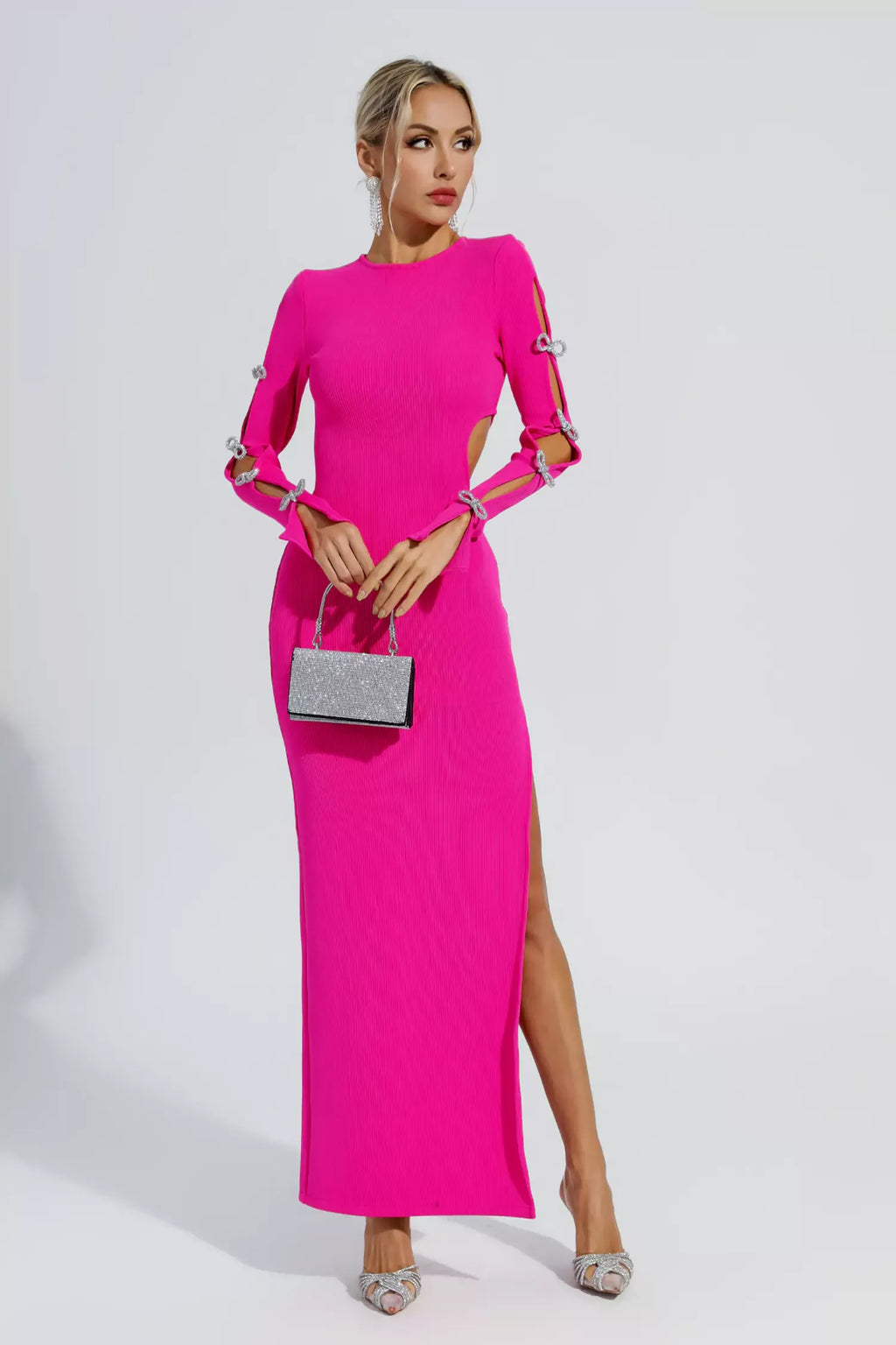 Jenna Pembe Kesik Bandaj Maxi Elbise