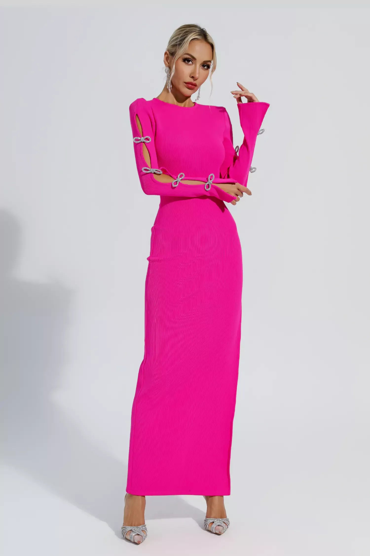 Jenna Pembe Kesik Bandaj Maxi Elbise