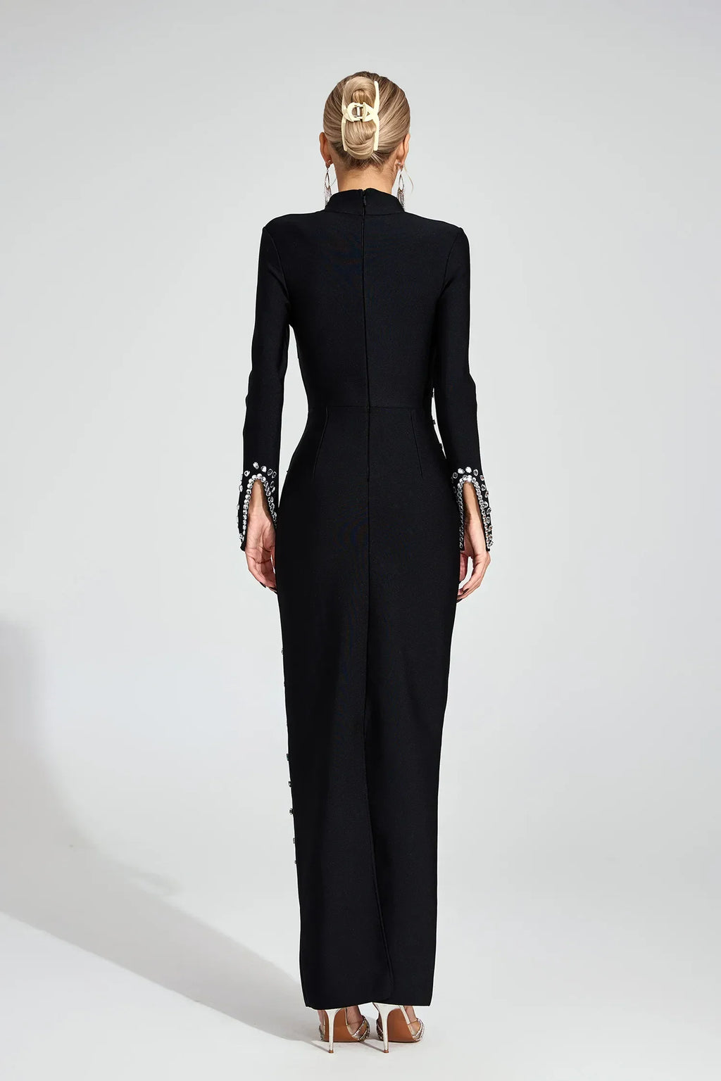Echo Siyah Pullu Maxi Elbise