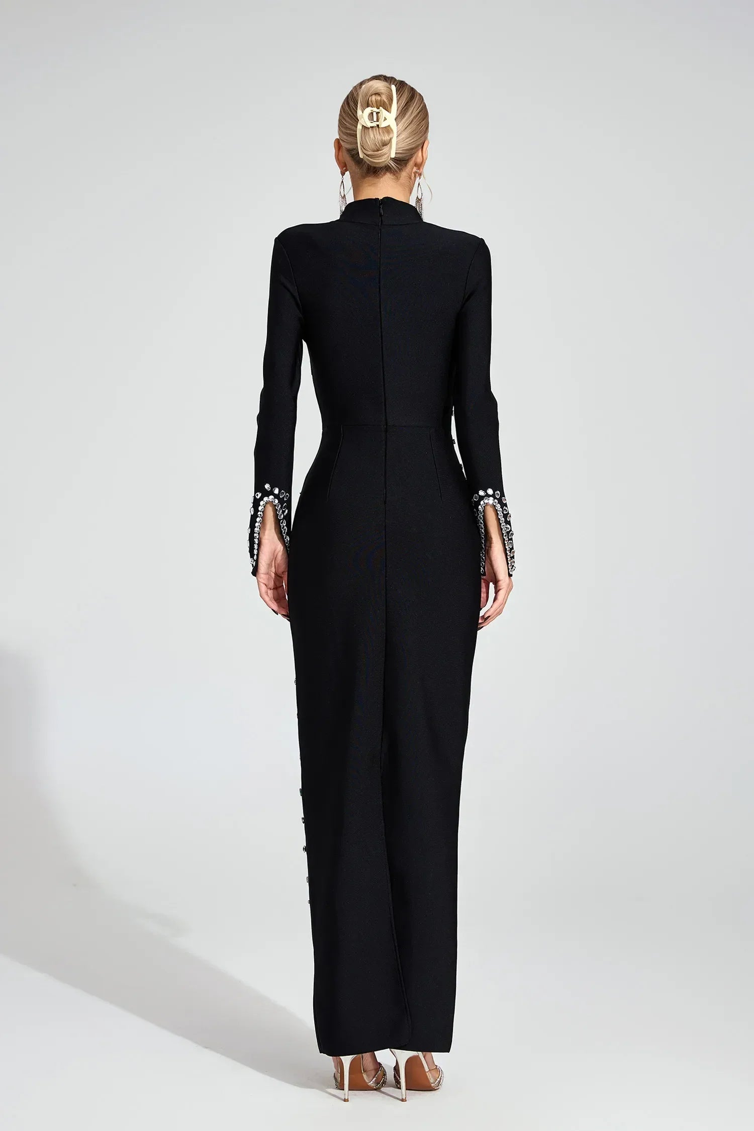 Echo Siyah Pullu Maxi Elbise